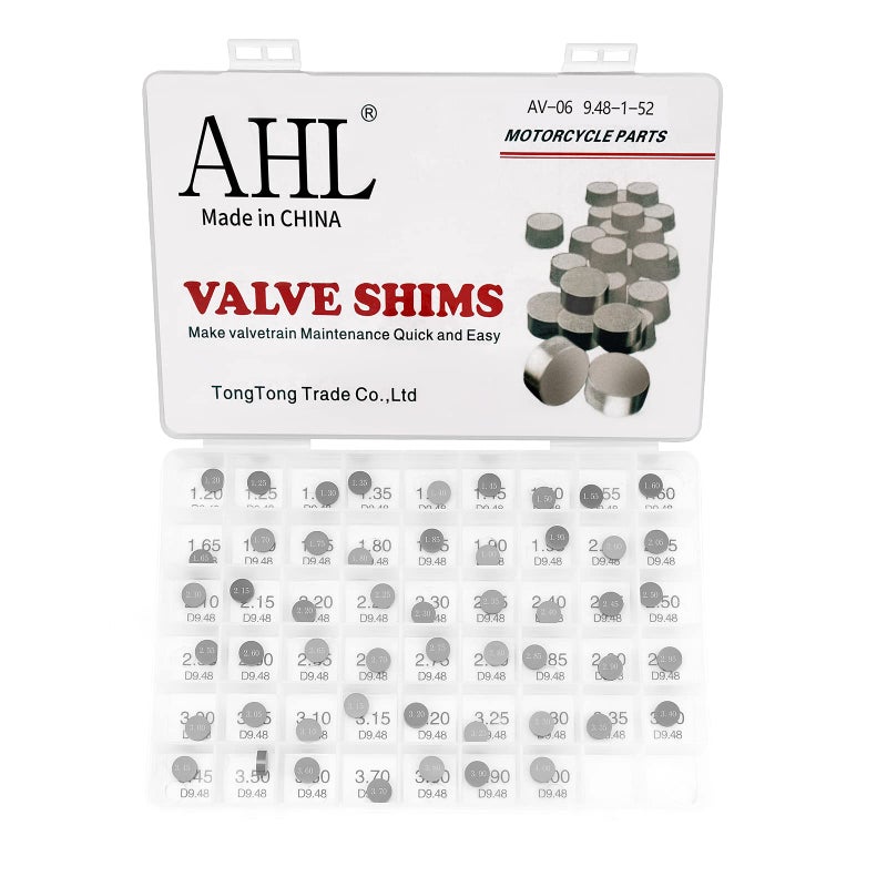 AHL Adjustable Valve Shim Kit 9.48mm O.D. 1.20mm-4.00mm Thick for Suzuki LT-Z400 QuadSport Z 2003-2012 LT-R450 QuadRacer 2006-2011 (52pcs) - Image 1